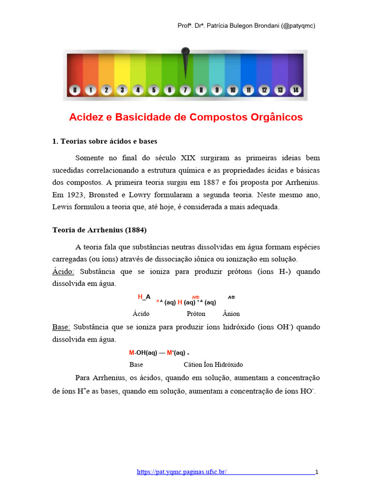 Acidez e Basicidade de Compostos Orgânicos | PDF | Ácido | Ph