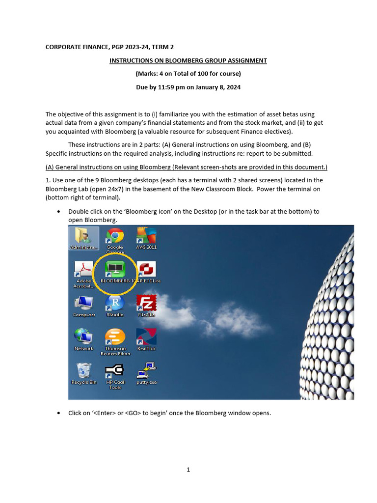 CorpFin 2023 Bloomberg Student Instructions | PDF | Equity (Finance ...