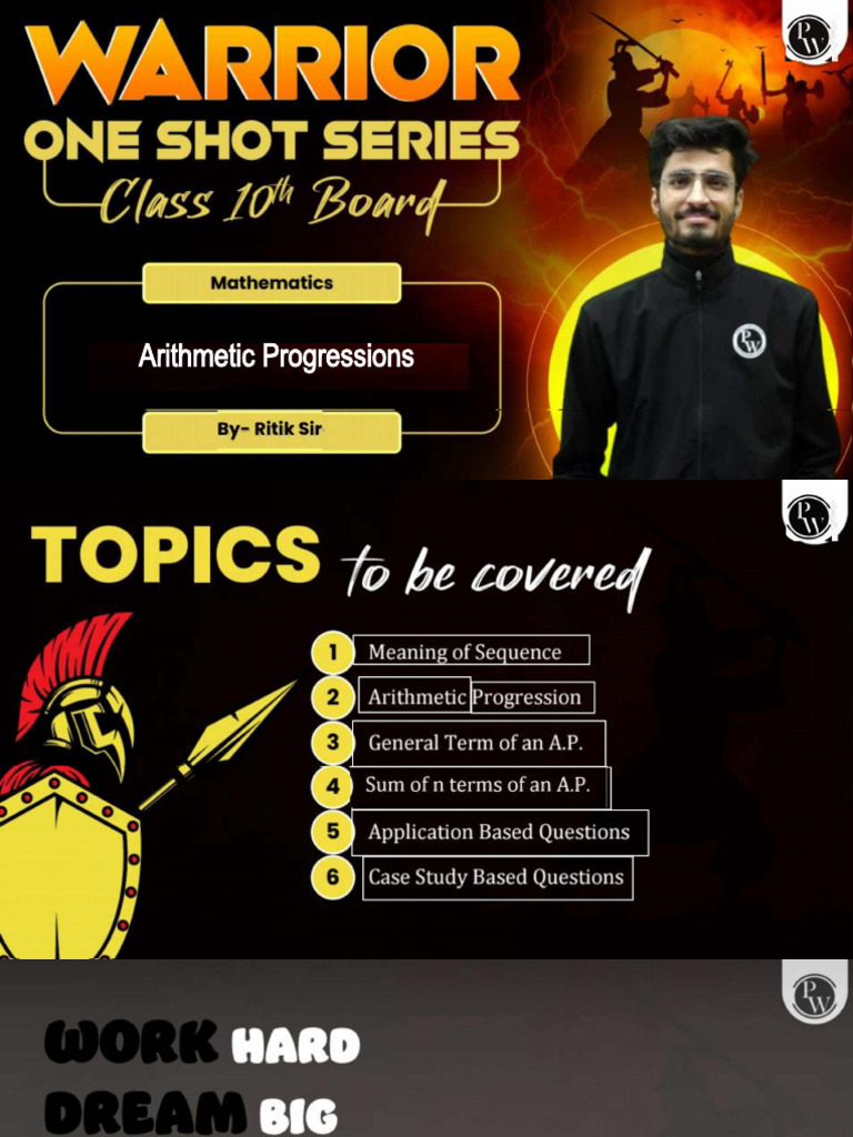 Arithmetic Progressions Class Notes Warrior Series Class 10th Pdf