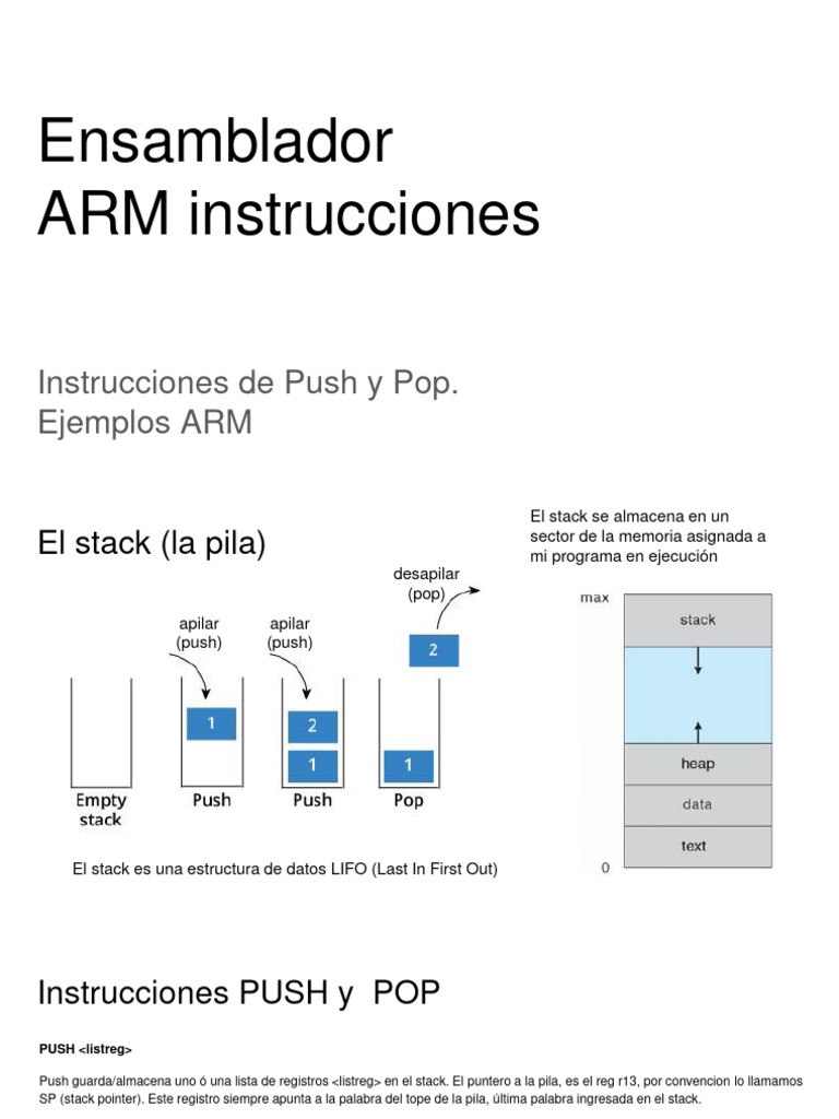 Instrucciones PUSH y POP en ARM | PDF | Ciencias de la Computación ...