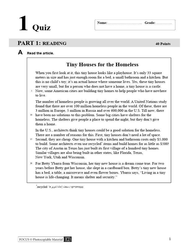 Hs quiz focus u1 pdf
