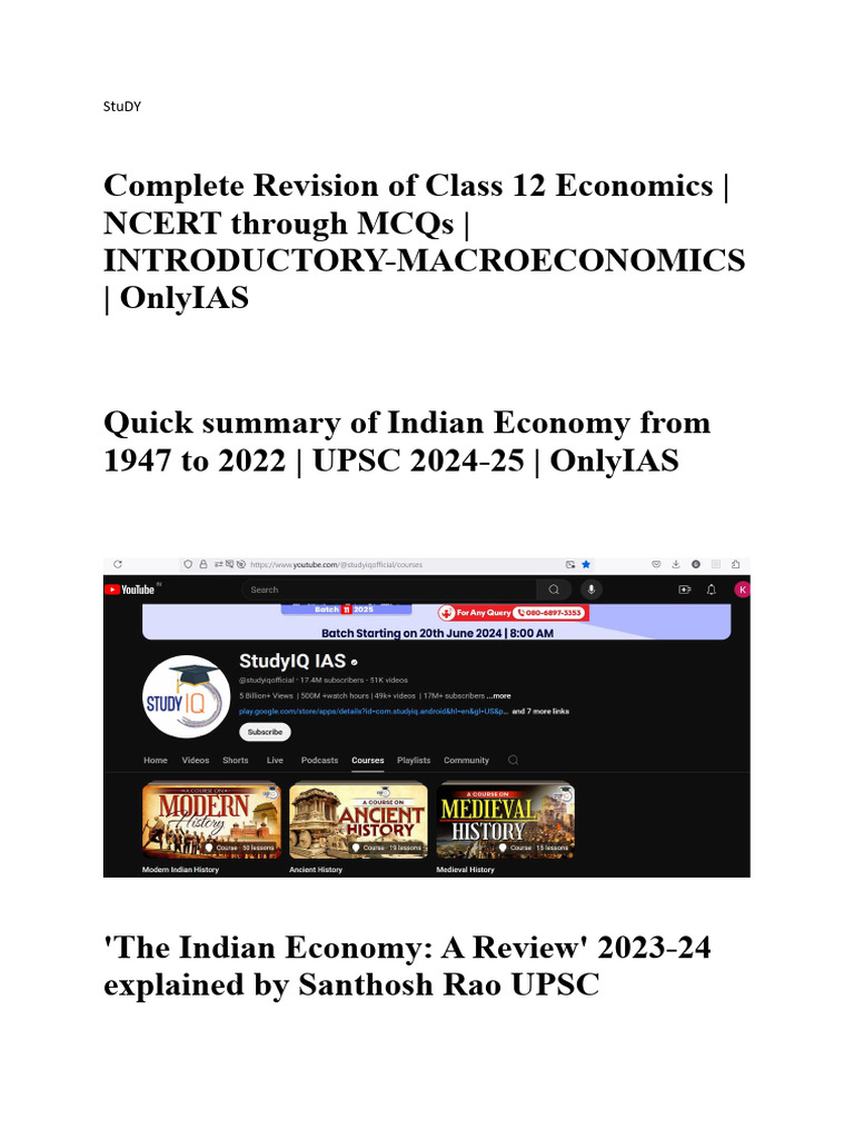 Class 12 Economics Revision MCQs | PDF
