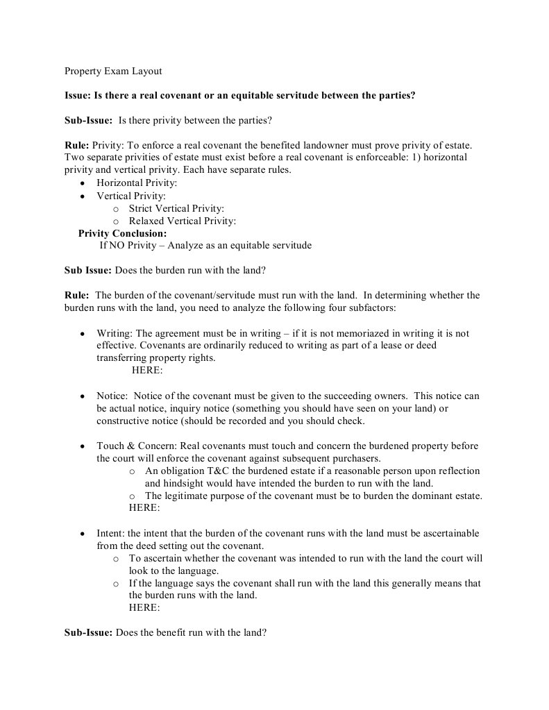 Property Exam Layout