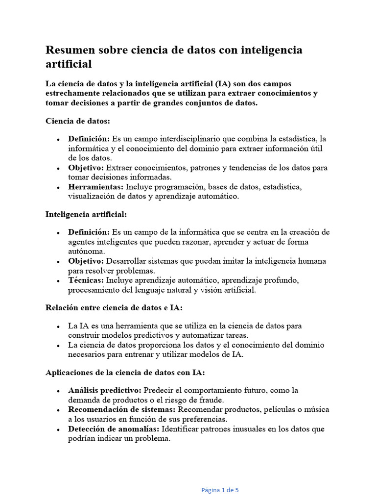 Ciencia de Datos e IA: Herramientas Clave | PDF | Inteligencia ...