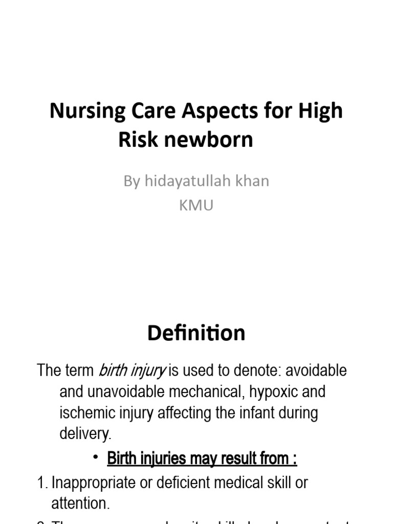 Unit 6 Nursing Care Aspects For High Risk Newborn 1 Pdf Clinical