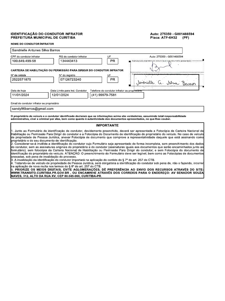 Ident Condutor | PDF