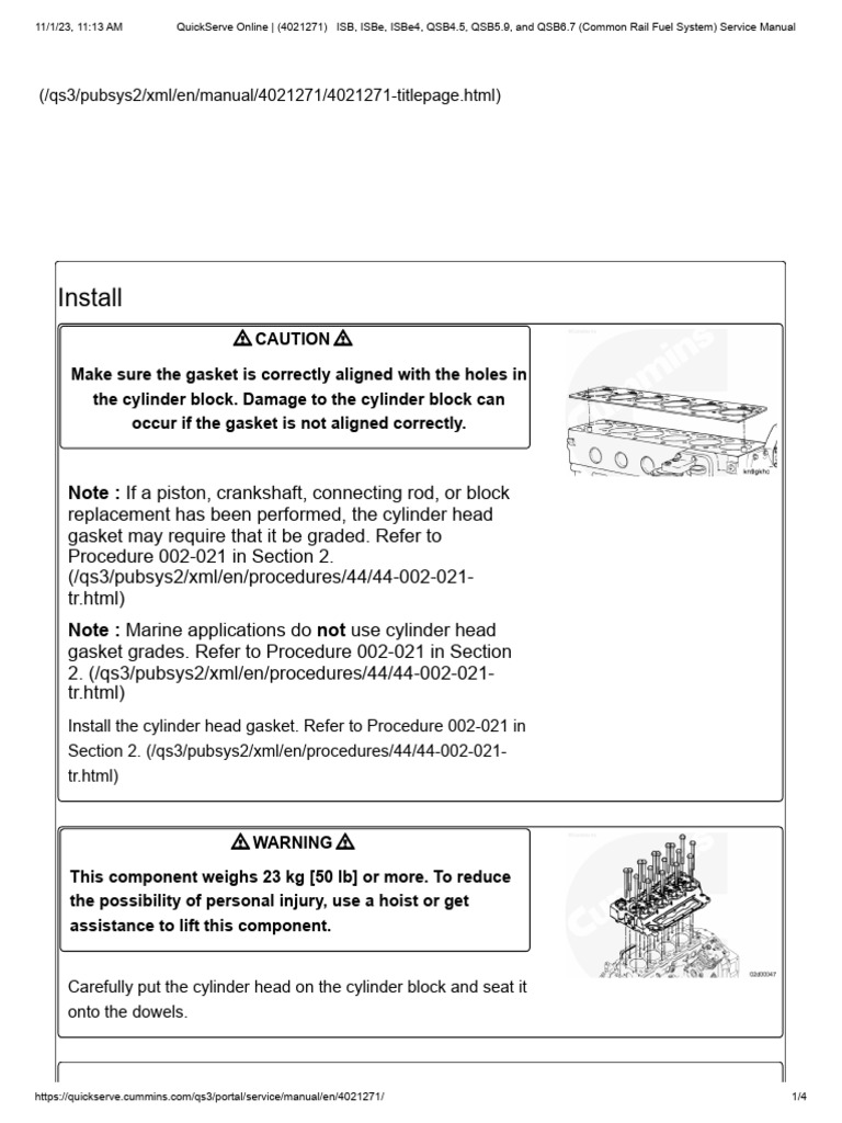 Cylinder head qsb6 7 common rail fuel system service manual pdf