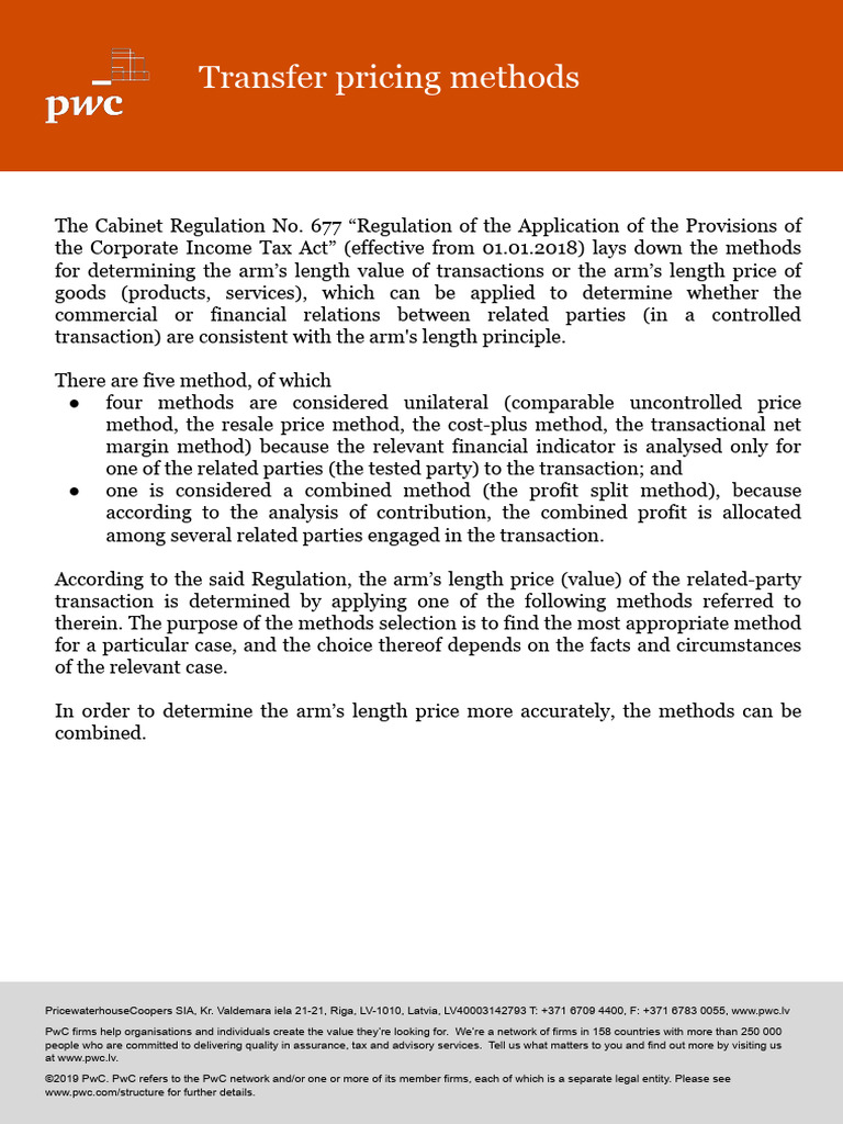 Transfer Pricing Methods Explained | PDF | Cost | Government Finances