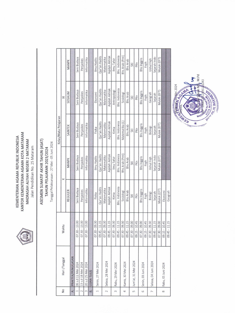 2024 Jadwal Asat Pdf