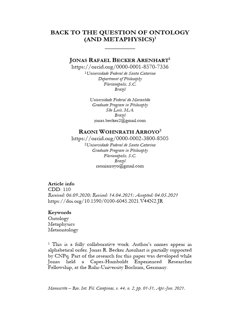 06-Back To The Question of Ontology | PDF | Metaphysics | Ontology