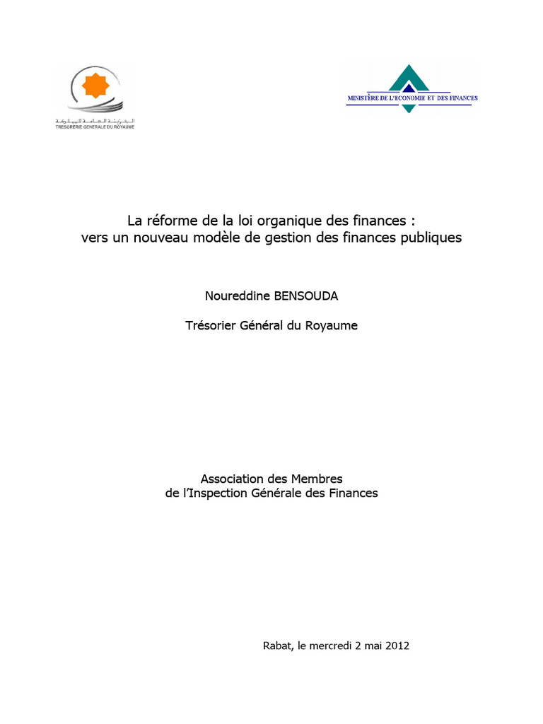 Réforme des Finances Publiques au Maroc | PDF | Loi | Solde budgétaire ...