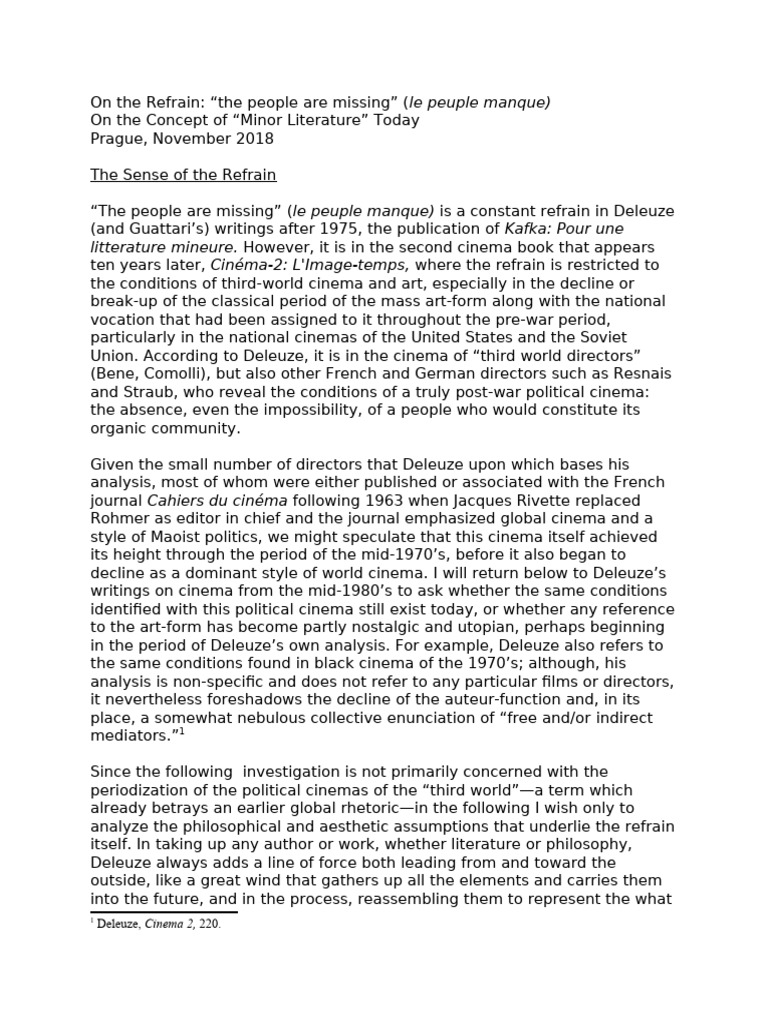 On The Refrain The People Are Missing Le | PDF | Franz Kafka