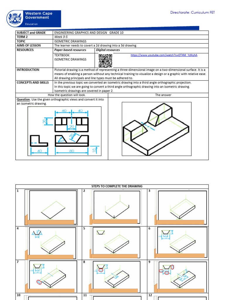 Isometric Drawings for Grade 10 | PDF | Drawing | Technical Drawing