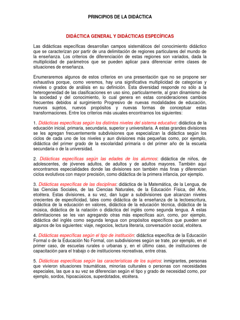 Principios de Didáctica General y Específica | PDF | Plan de estudios ...