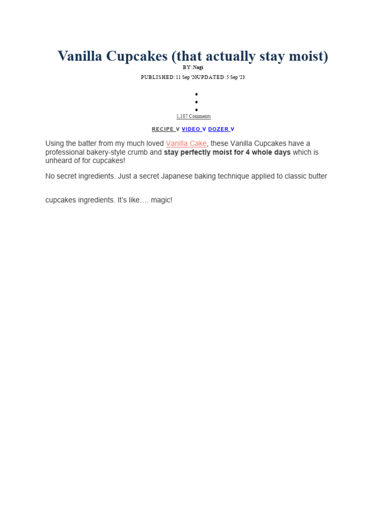 Vanilla Cupcakes Pdf Cupcake Cakes