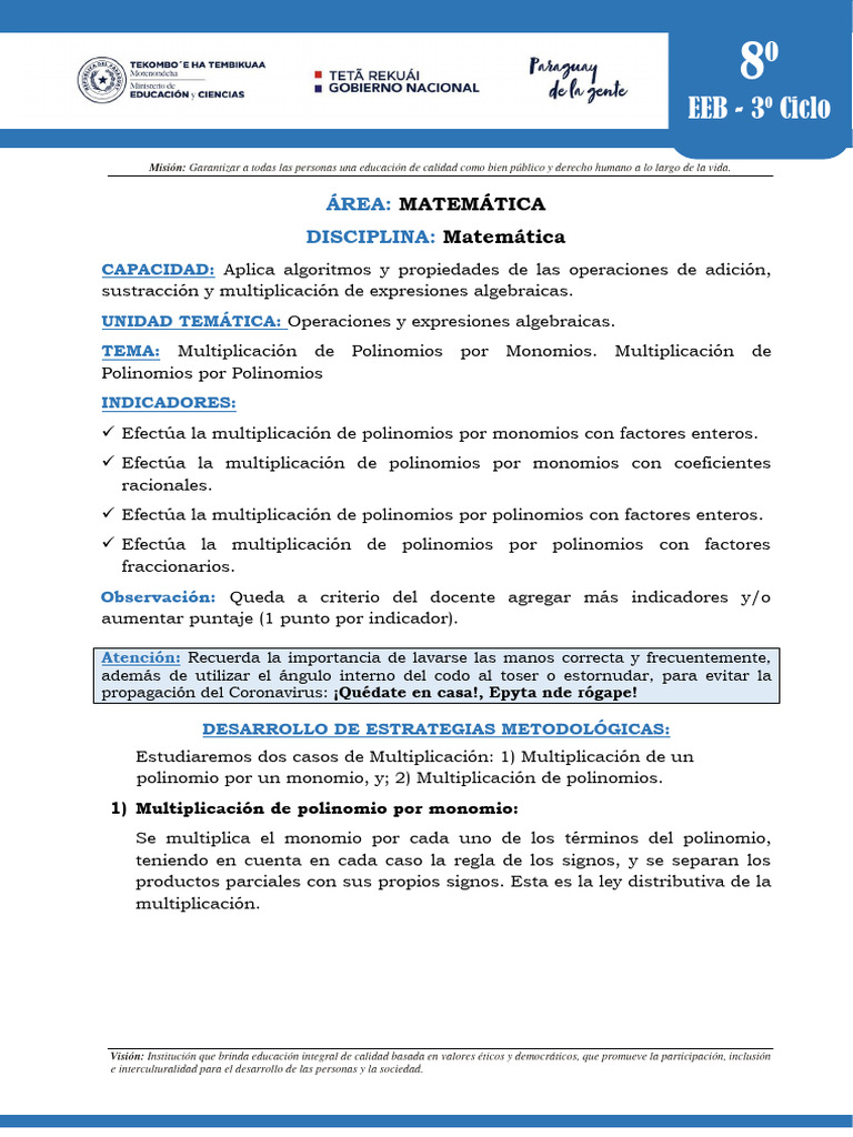 Matemática 8 4 | PDF | Multiplicación | Polinomio