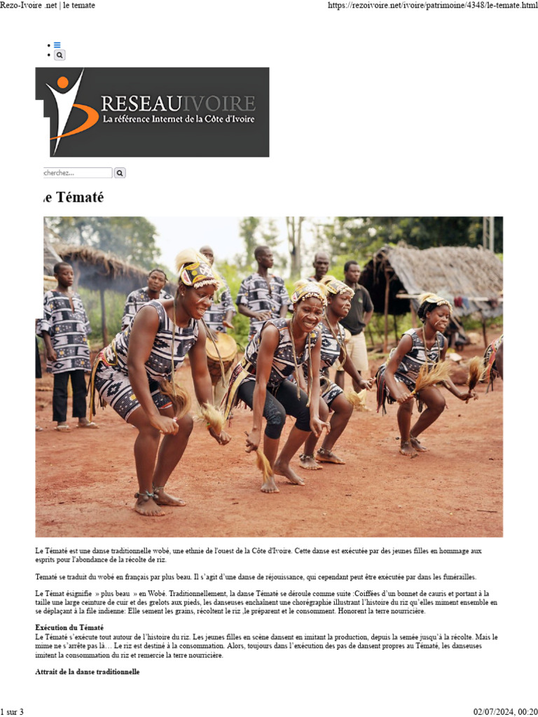 La danse Tématé des Wobé en Côte d'Ivoire | PDF | Sciences sociales
