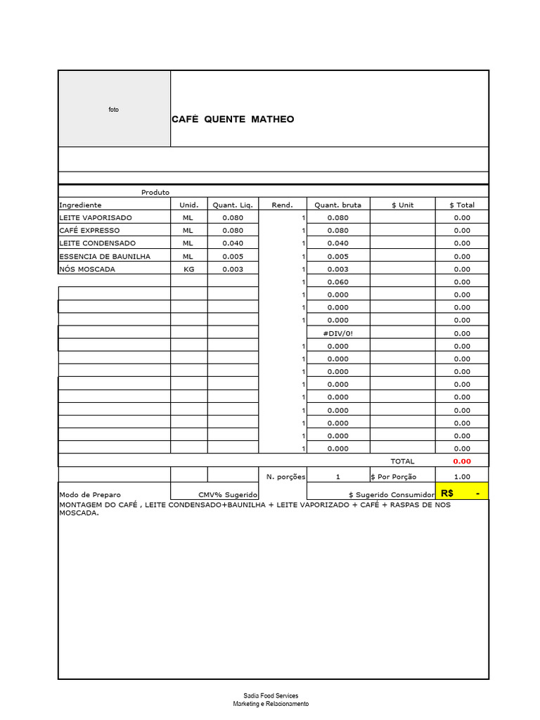 Montagem do Café Matheo | PDF | Bebida | Bebidas não alcoólicas
