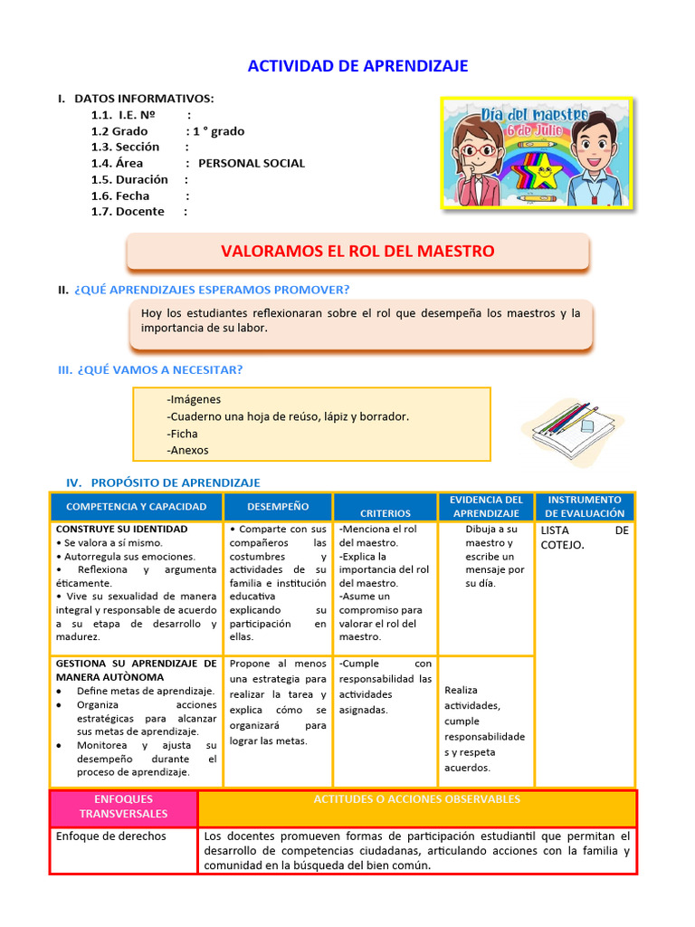 Valorar el Rol del Maestro en Clase | PDF | Evaluación | Aprendizaje