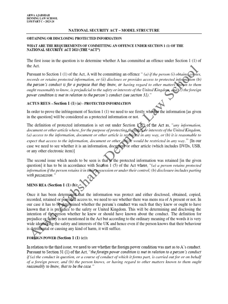 National security act part c model structure 2023 24 pdf