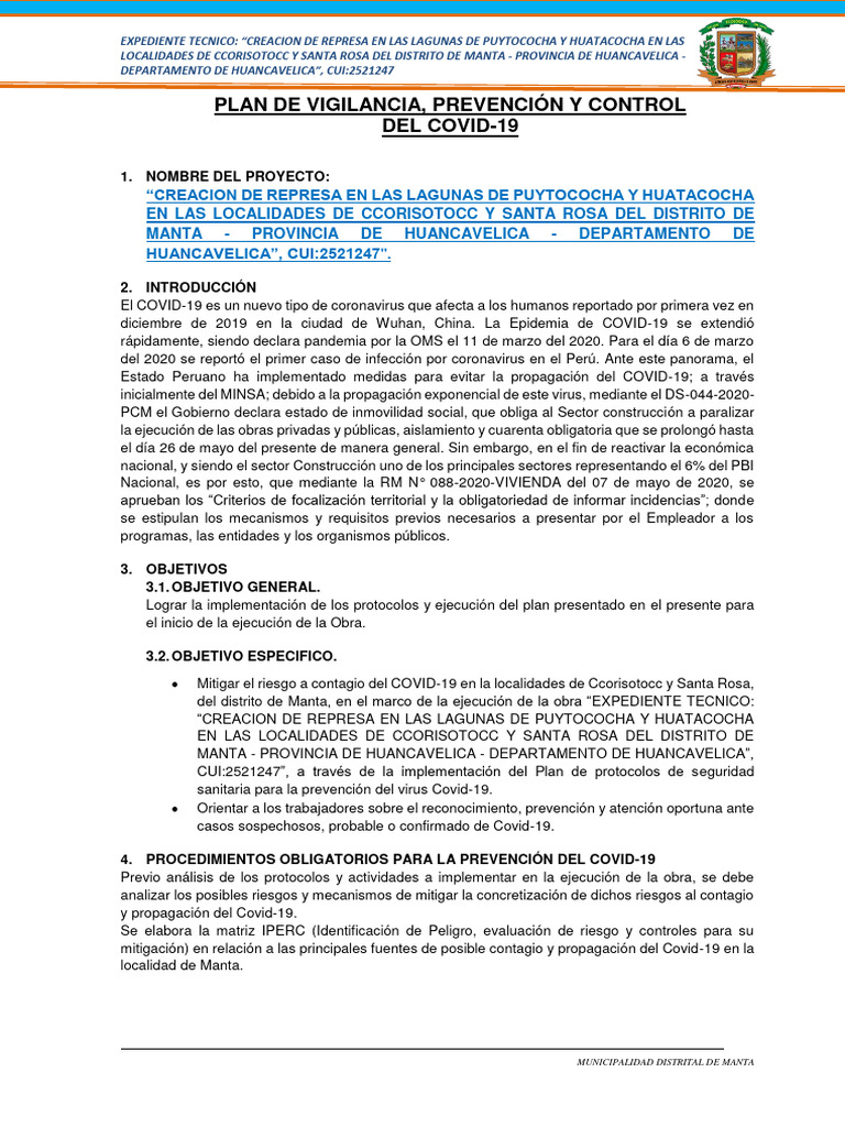 Plan de Prevencion Vigilancia y Control Covid | PDF | Lavado de manos ...