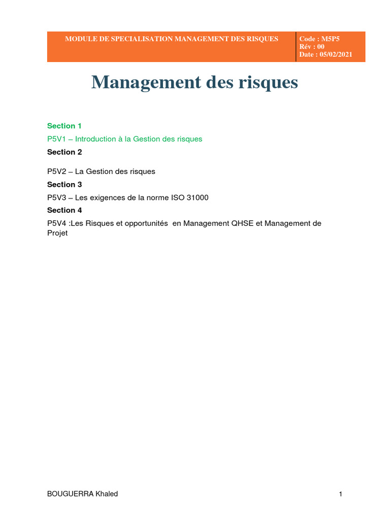 Introduction à la Gestion des Risques | PDF | Risque | Gestion des risques