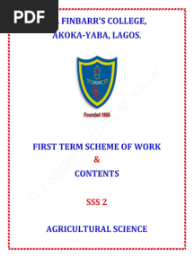 SS2 Agricultural Science First Term Note, 2023-2024