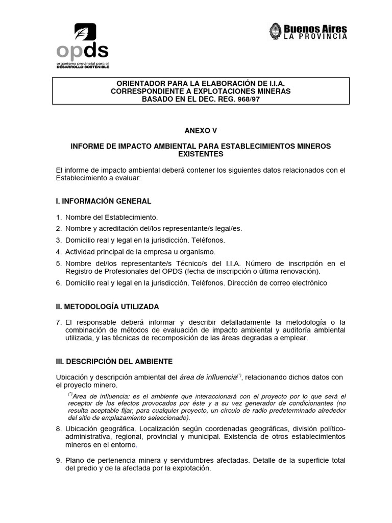 Informe de Impacto Ambiental Minero | PDF | Agua subterránea | Entorno ...