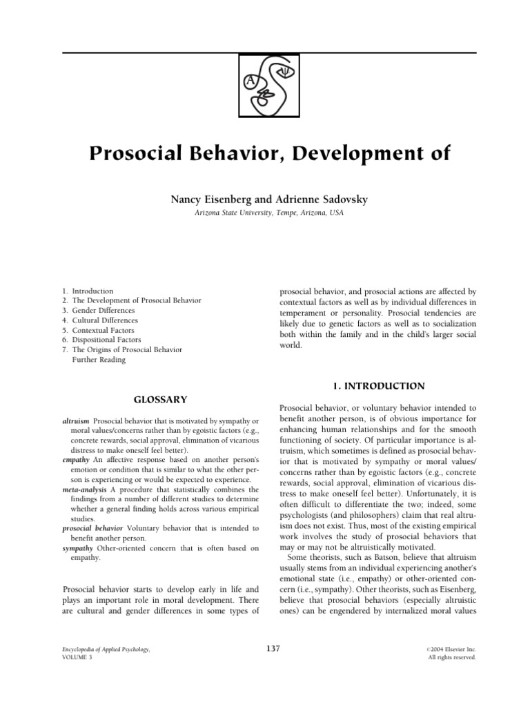 Development of Prosocial Behavior | PDF | Sympathy | Empathy
