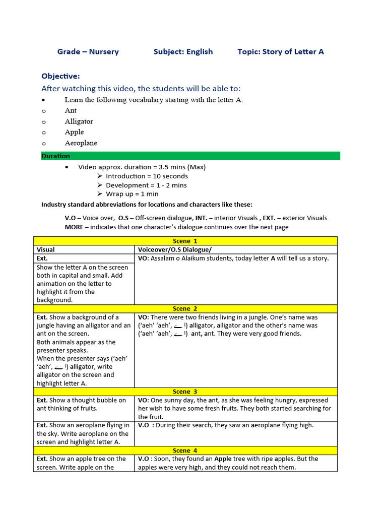 Script For Letter A - Final | PDF | Language Arts & Discipline ...