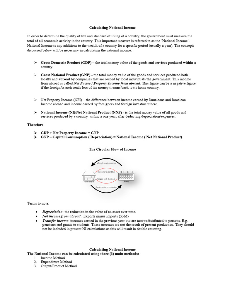 National Income Calculation Methods | PDF | Measures Of National Income ...