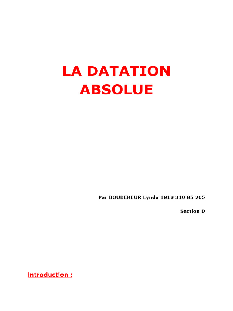Méthodes de Datation Absolue en Géologie | PDF | Géologie | Radioactivité