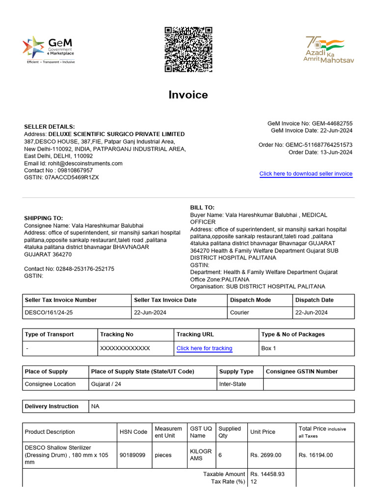 GST Invoice for Medical Supplies | PDF | Invoice | Taxes