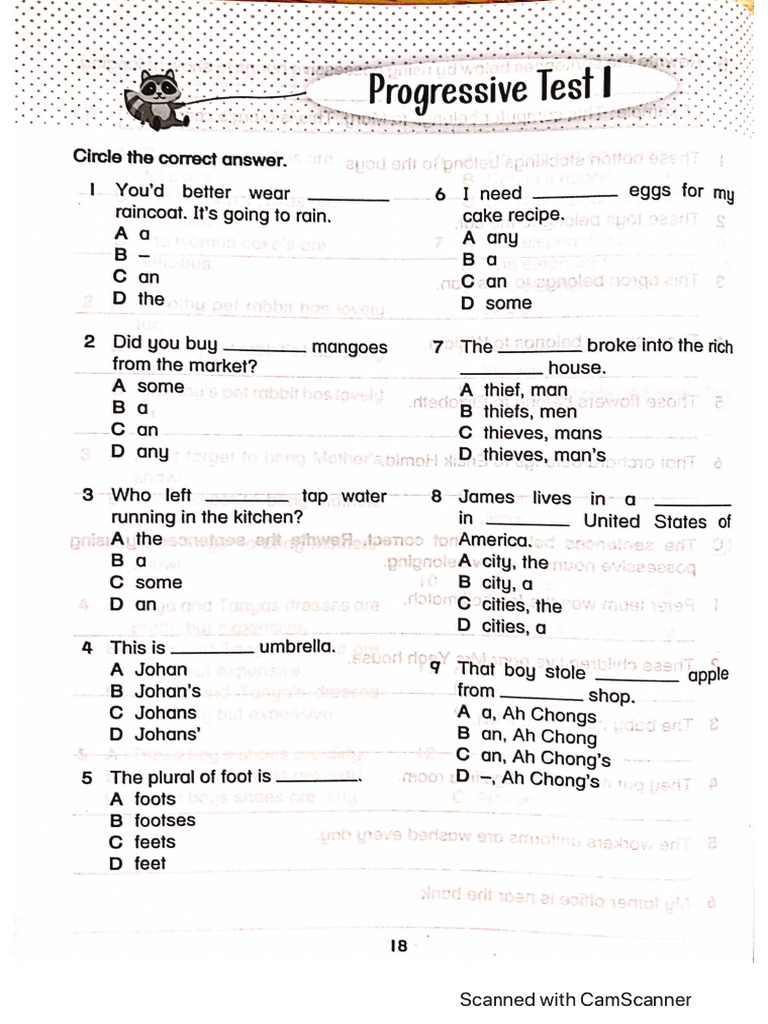 English Progressive Test 01 | PDF