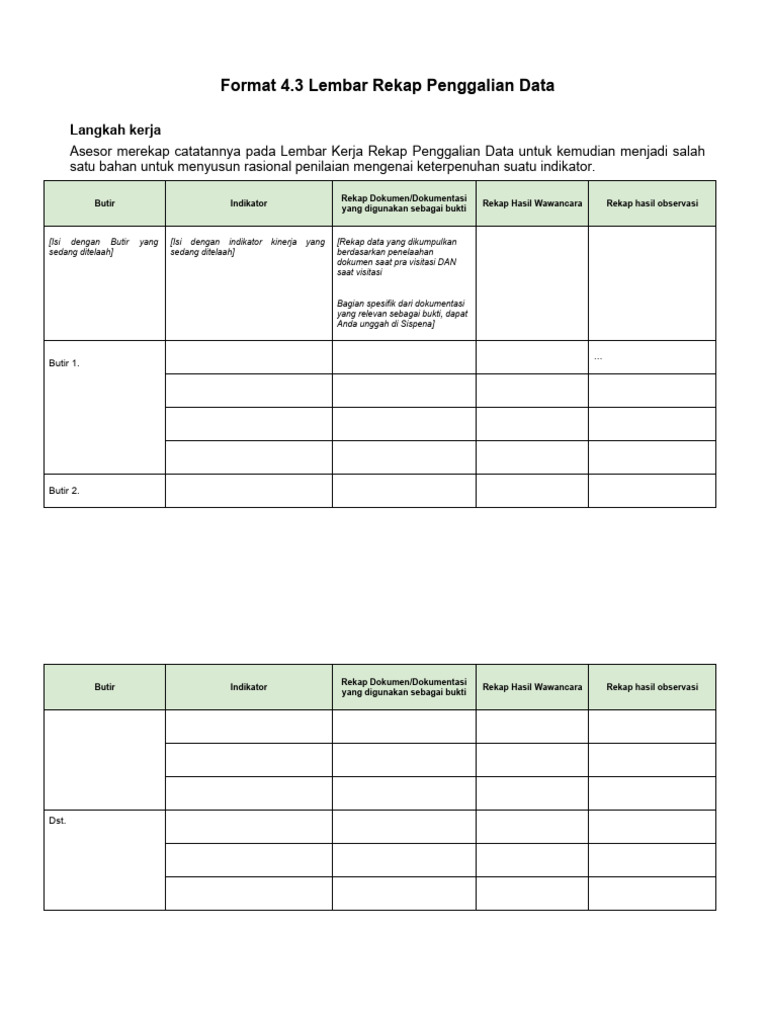 Format 4.3 Lembar Rekap Penggalian Data | PDF | Komputer