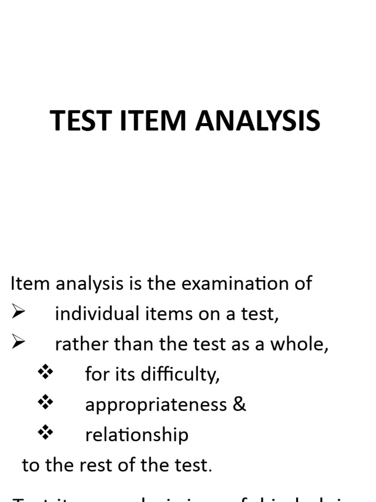 Test Item Analysis: Difficulty & Discrimination | PDF | Multiple Choice