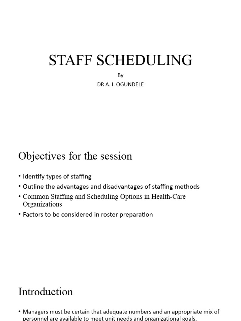 Staff Scheduling | PDF | Nursing | Health Care