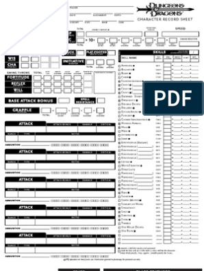 Character Sheet Druid V3 5 Leisure Activities Dungeons Dragons