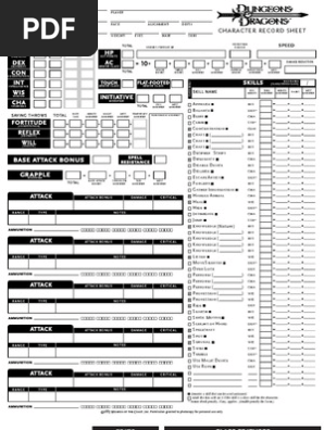 Character Sheet Druid V3 5 Leisure Activities Dungeons Dragons