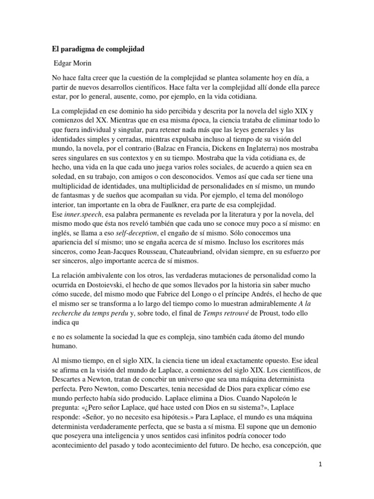 Complejidad y Simplicidad en la Ciencia | PDF | Pensamiento | Paradigma