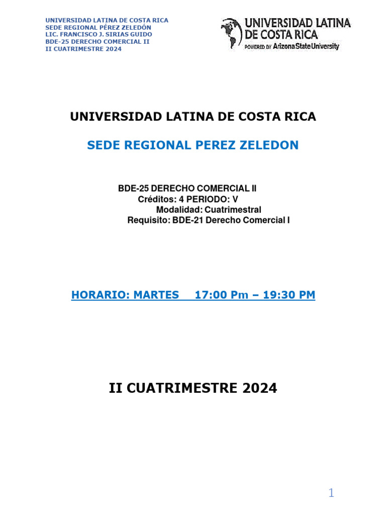 Actualizado 2C 2024 Cronograma Derecho Comercial Ii | PDF | Business