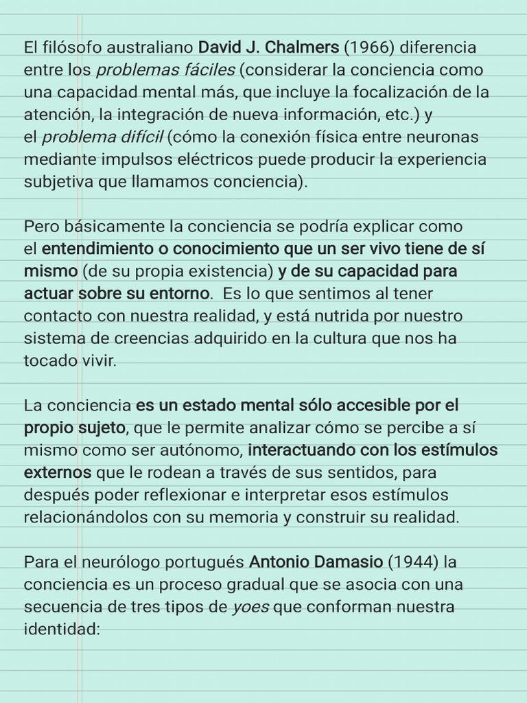 Procesos Cognitivos y Conciencia - 210408 - 212523 | PDF
