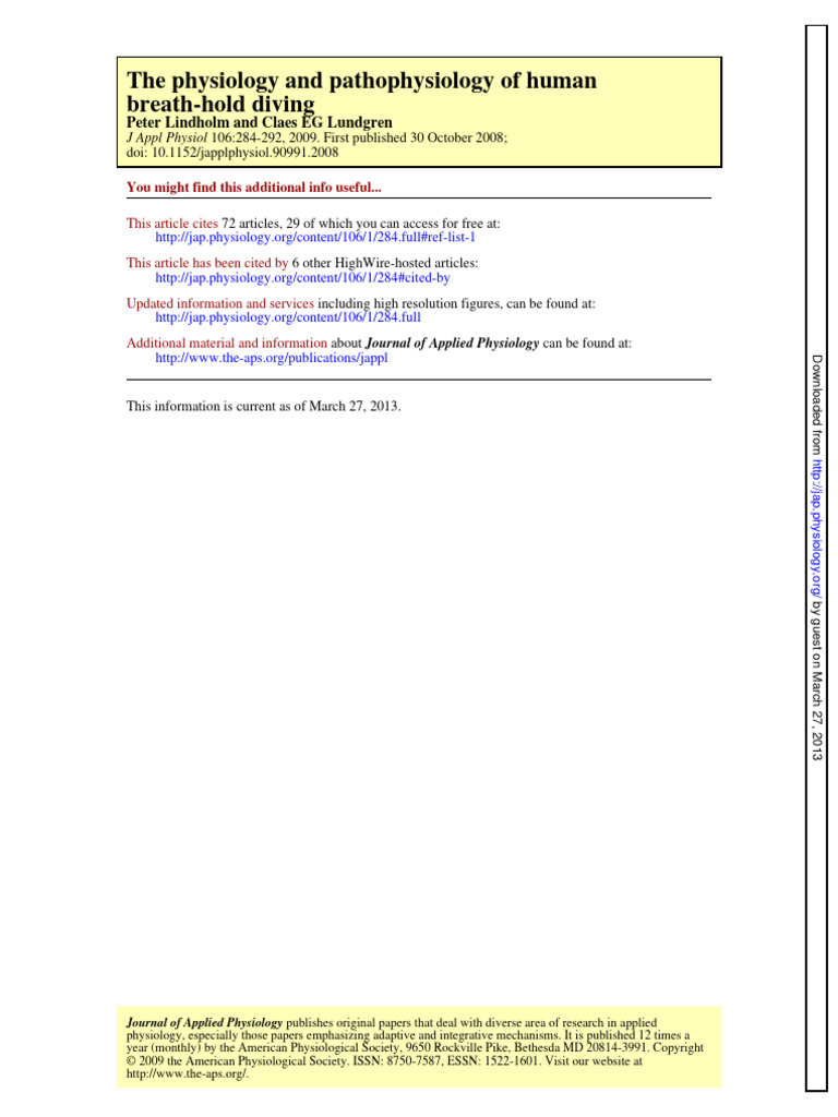 2009 The Physiology and Pathophysiology of Human Breath-Hold Diving ...