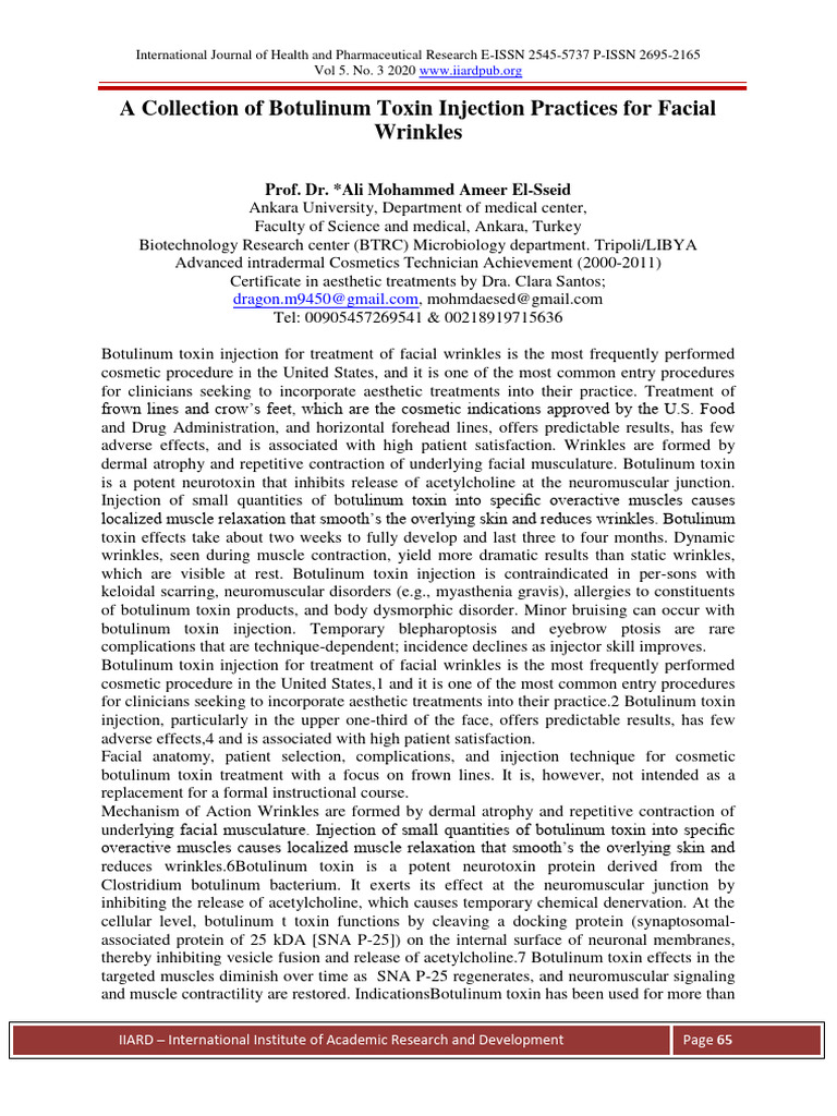 A Collection Of Botulinum Toxin Injection 1600320766 Pdf Botulinum
