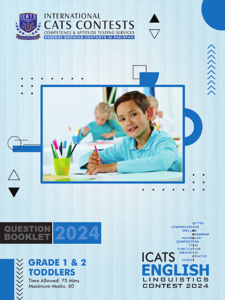Question Paper ICATS English Linguistics Contest 2024 Grade 1 2 PDF Elephant