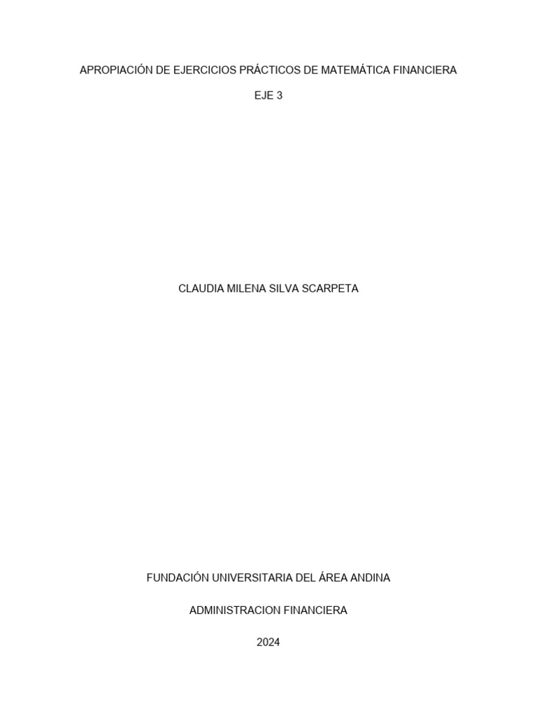 Ejercicios de Matemática Financiera | PDF | Finanzas Matemáticas | Dinero