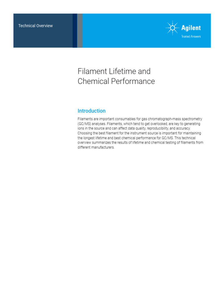Qualidade Dos Filamentos para A Fonte de Ions Do GC MS 1648164412 | PDF ...