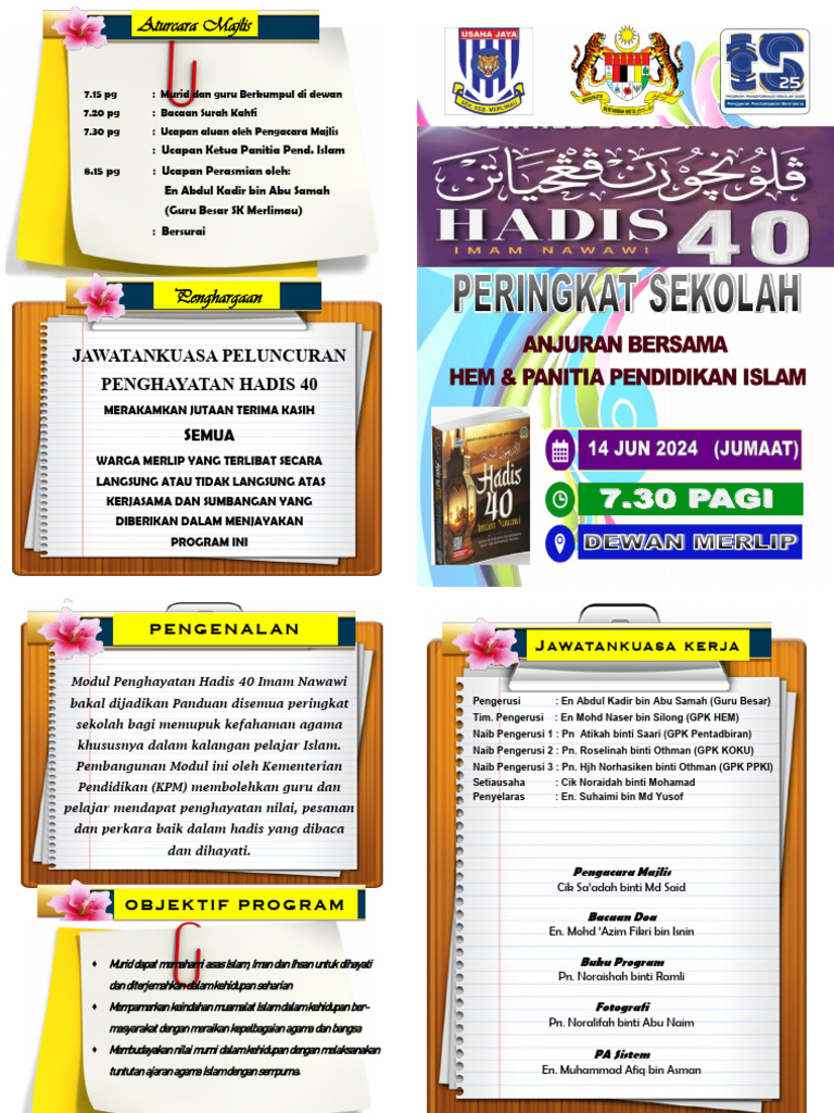 BUKU PROGRAM Peluncuran Hadis 40 | PDF