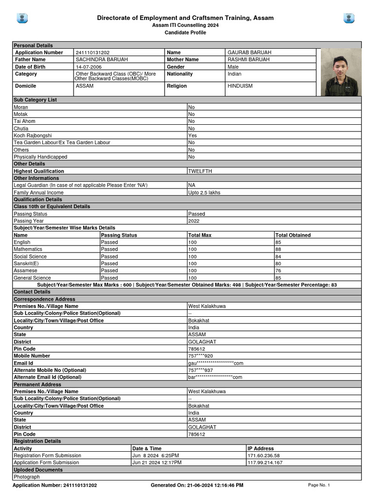 ITI Candidate Profile: Gaurab Baruah | PDF