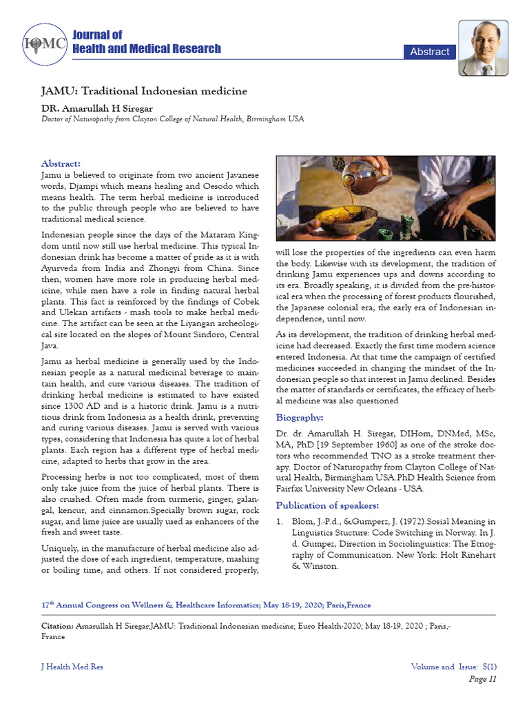 Jamu Traditional Indonesian Medicine Pdf Medicine